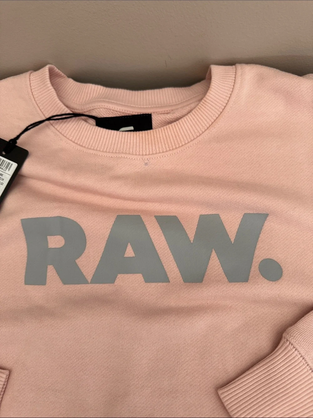 NWT G-Star women size Small  Pale Pink RAW. Logo Crewneck Sweatshirt